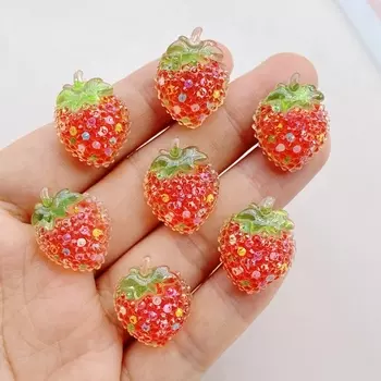 8 шт. красных смоляных кабошонов клубника TSXJY