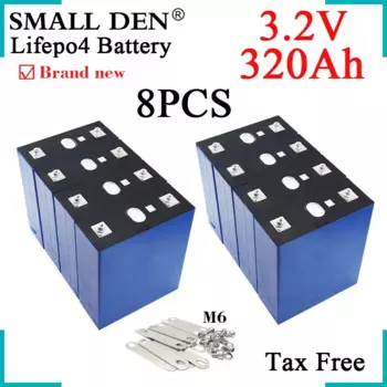 8 шт., литий-железо-фосфатные элементы, 3,2 в, Ач