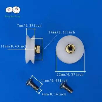 8 шт. ролики для душевой двери, фитинги для шкивов для ванной комнаты, нейлоновый ролик с v-образным пазом, колесо для раздвижной двери. направляющая для душевой двери белого цвета..