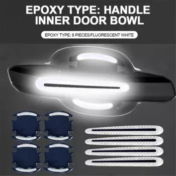 8. универсальные 3D наклейки на дверные ручки автомобиля из углеродного волокна, устойчивые к царапинам наклейки, светоотражающие полосы для безопасности автомобиля, автомобильные наклейки