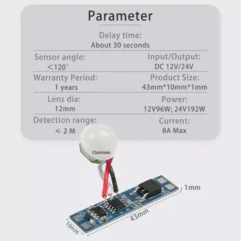 8A микро-Датчик управления светодиодной лентой, инфракрасный датчик человека PIR для светодиодной ленты освещения