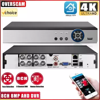 8CH 4K AHD DVR AI H.265 Гибридный 8-мегапиксельный цифровой видеорегистратор NVR для камер 2MP 4MP 5MP 8MP AHD/TVI/CVI/XVI/IP