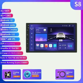 8G + 128G 7862 7-дюймовый 2din Android авторадио для универсального автомобильного радио Мультимедийный видеоплеер GPS-навигация Головное устройство Carplay 4G RDS