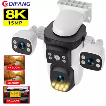 8K Wi-Fi IP-камера видеонаблюдения, видео с тремя экранами 360° ° Внешняя защита умного дома, 15-мегапиксельная камера видеонаблюдения CCTV O-Kam
