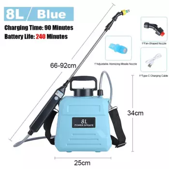 8л садовый сельскохозяйственный электрический опрыскиватель с распылителем и распылительными насадками Type-C зарядка автоматические инструменты для орошения садовых растений