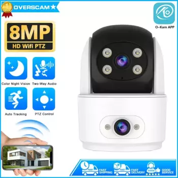 8MP HD WiFi PTZ IP Радионяня 4MP Автоматическое отслеживание Цветное ночное видение 2-стороннее видеозвонок Умный дом Беспроводная камера безопасности