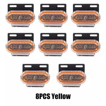 8шт 24V СВЕТОДИОДНЫЕ Боковые габаритные огни Внешние огни Сигнальная контрольная лампа Предупреждающий задний фонарь 3 режима сигнала поворота Грузовика Прицепа Фуры