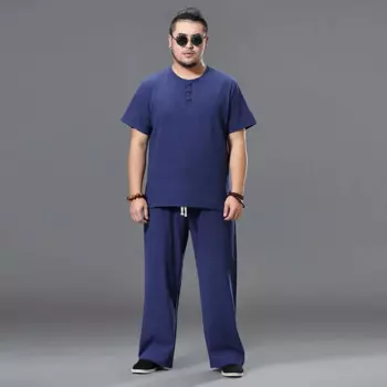 8xl 9xl Мужская одежда Винтажный спортивный костюм для мужа 2022, летний серый домашний костюм, хлопковая льняная футболка, мужской комплект, китайский большой размер 52