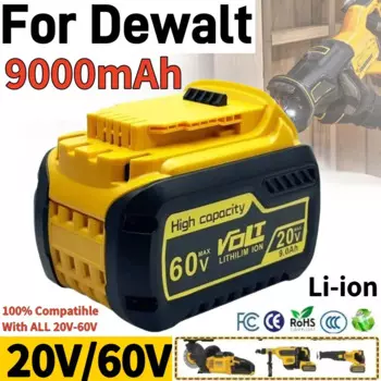 9000 мАч для Dewalt 20 В/60 В 9,0 Ач MAX литий-ионная аккумуляторная батарея DCB606 DCB612 DCB609 DCB20 инструменты аккумулятор для дрели