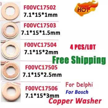 9001-850C 4 шт. F00VC17502 F00VC17503 F00VC17504 F00VC17505 F00VC17506 медные шайбы дизельного инжектора для Delphi BOSCH