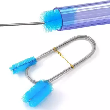 90cm Aquarium Cleaning Tools Flexible Stainless Steel Tube Nylon Brush Fish Tank Accessories For Cleaning Pipe Hoses Aquariums