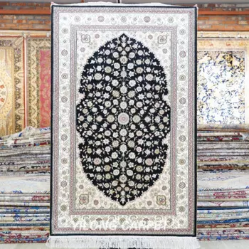 91x152 см коврик Тебриз синий ручной вязки изысканный цвет (HF262B)