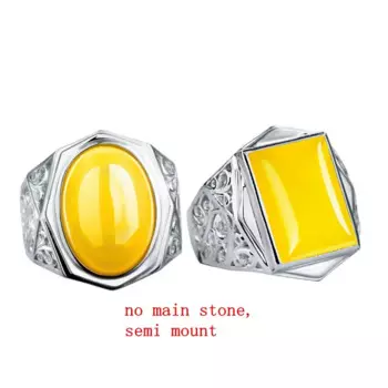 925 пробы Серебряная Принцесса кабошон 15x20 мм и Овальный Кабошон 13x18 мм 15x22 мм полукрепление мужское кольцо для янтаря Агата DIY камень
