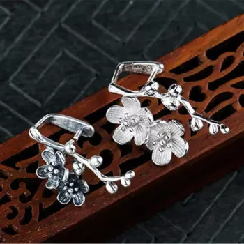 925 пробы серебряный зажим, Серебряный кулон с цветком сливы, P305B