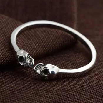 925 серебряные браслеты для Для женщин ювелирные изделия 100% оригинальный S925 стерлингового серебра браслет в виде черепа