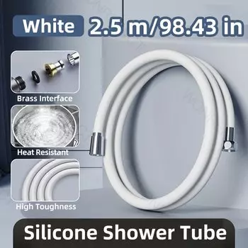 98-дюймовый или 2,5-метровый шланг для насадки для душа, удлиненный, ультрамягкий силиконовый шланг для душа, гибкий шланг с защитой от запутывания для купания