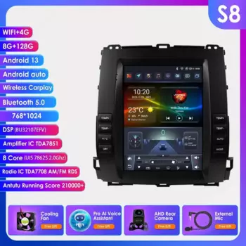 9,7 "7862 Android 13 авто автомобильный радиоприемник для Toyota Land Cruiser Prado 120 для Lexus GX470 Tesla Style мультимедийный плеер GPS стерео