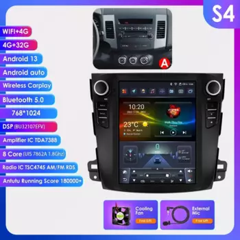 9,7 "Android 13 Автомобильный радиоприемник для Mitsubishi Outlander Xl 2 2008 2009 2010 2011 мультимедийный плеер 7862 Carplay 4G WIFI стерео SWC