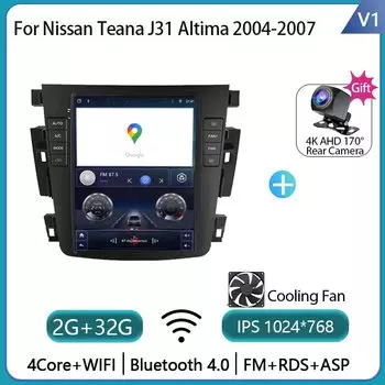 9,7 "Android 14 для Nissan Teana J31 Altima 2004-2007 автомобильный радиоприемник мультимедийный навигационный плеер беспроводной Carplay DSP GPS NO 2DIN