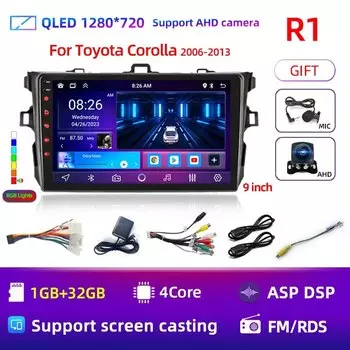 9 "Android14 автомобильное стерео радио для Toyota Corolla E140/150 2007 2008 2009 2010 2011 2012 2013 мультимедийный плеер 2 Din DVD динамик