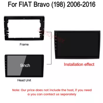 9-дюймовая 2din Автомобильная рама для установки DVD GPS Mp5, пластиковая панель Fascia для FIAT Bravo 198 2006 - 2016 Ritmo, комплект крепления для приборной панели