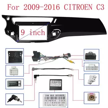 9-дюймовый для 2009-2016 годов CITROEN C3 MK2 SC FRAME Автомобильный радиоприемник Стерео GPS MP5 Android плеер 2 Din Fascias Панель приборной панели Крышка рамки