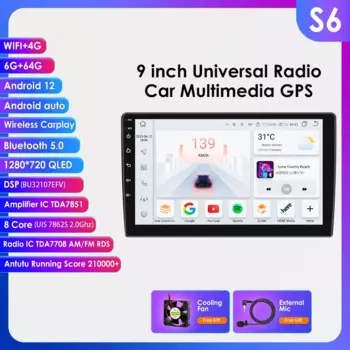 9-дюймовый универсальный автомобильный мультимедийный плеер Android 12 для универсального автомобильного радиоприемника GPS RDS DSP PIP TPMS OBD 7862