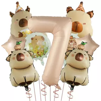 Набор фольгированных шаров "Капибара", 9 шт., 40 дюймов, Globos