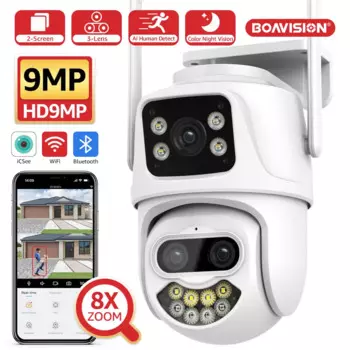 9MP 6MP Wifi камера наружная PTZ двойная линза двойной экран Ai человекоидное Обнаружение автоматическое отслеживание камера видеонаблюдения Onvif камера iCSee App