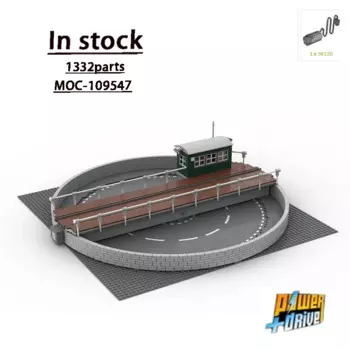 _ Грузовой поезд, U-образный поворот, рулевое колесо, строительный блок, модель 1332, детали для мальчиков, Детский конструктор на день рождения, игрушка