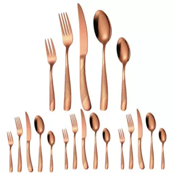 A · HOUSEWARE Молоток для столового серебра из розового золота Набор столовых приборов из нержавеющей стали для 4 посуды для еды, 20 предметов, посуда, вилка, ложка, нож