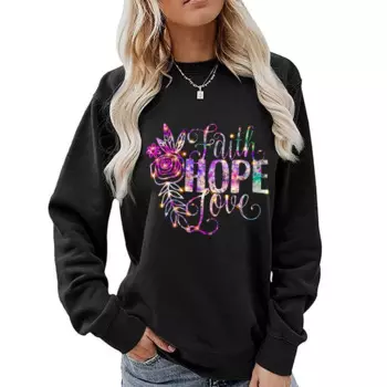(A + качество) новый свитер с круглым вырезом Faith Hope Love осень-зима Модный повседневный флисовый свитер с длинным рукавом