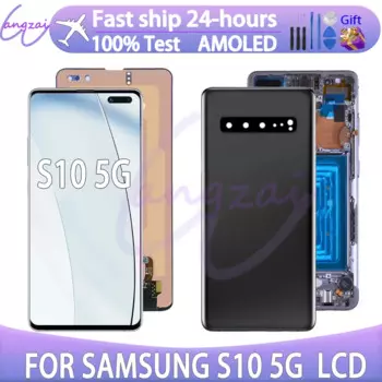 AAA + Super Amoled ЖК-дисплей для Samsung Galaxy S10 5g ЖК-дисплей G977n Дигитайзер сенсорного экрана S10 5g ЖК-дисплей G977u ЖК-дисплей в сборе + задняя крышка