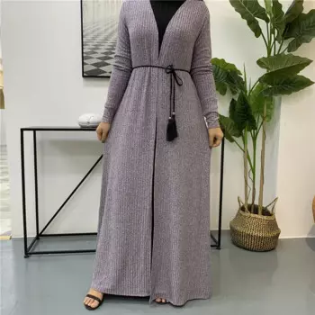 Abaya мусульманский женский кардиган, тонкая верхняя одежда, вязаный свитер, Длинные Топы, Рамадан, мусульманский, Средний Восток, арабский, Повседневный, весна-осень, мода