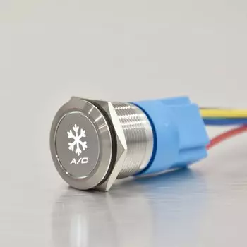Настраиваемая металлическая кнопка включения символа снега переменного тока ABILKEEN, 22 мм, плоская головка, кнопочный переключатель 1NO1NC с фиксацией/мгновенным переключением