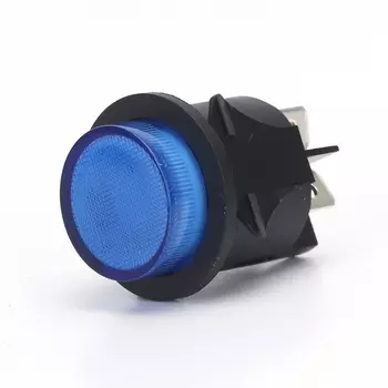 Абилкин, ON-OFF фиксация, кнопочный переключатель диаметром 23,5 мм, красный/синий цвет, подсветка, Пластиковый Кнопочный Переключатель