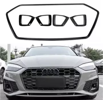 ABS черный для Audi A5 S5 2020 2021 2022 2023 2024 Передний бампер вокруг сетки, решетки, накладки, противотуманные фары, вентиляционная крышка