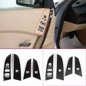 ABS Глянцевая черная кнопка для стеклоподъемника, панель переключателя, крышка, рамка, отделка для BMW 5 серии E60 2004 2005 2006 LHD, интерьерный автомобильный аксессуар