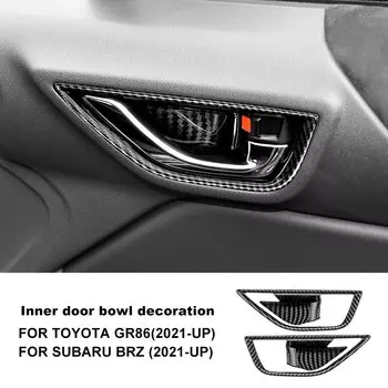 АБС-пластик для Subaru BRZ, Toyota GR86 2021 2022 2023 2024, узор из углеродного волокна, Внутренняя дверь автомобиля, чаша, аксессуары для внутренней отделки