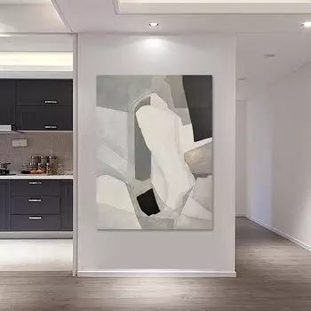 Абстрактная картина маслом MYT, чёрно-белая