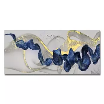 Абстрактная картина на холсте HALFLEMART синяя лента