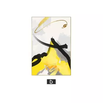 Абстрактная картина на холсте TANGCE, черный и желтый, большой размер