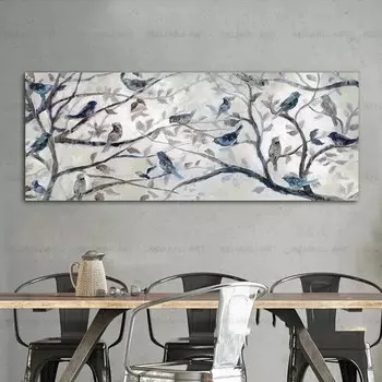 Абстрактная птица на ветках, печать на холсте, RELIABLI ART