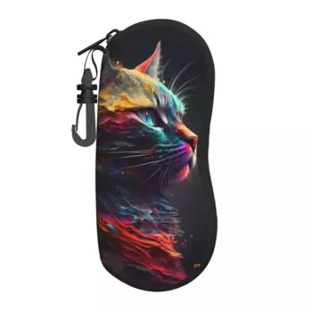 Абстрактные кошачьи очки, искусственная Обложка, Красочные Солнцезащитные очки с брызговым принтом, карманные классические солнцезащитные очки, женская сумка