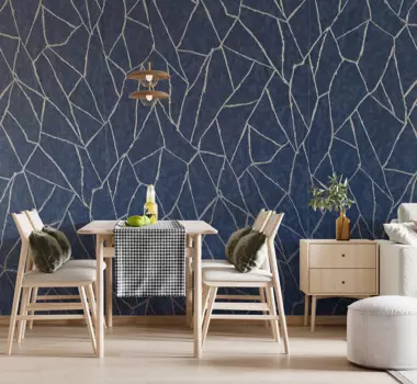 Абстрактные линии геометрические обои темно-синие и серебряные виниловые обои 9,5 м