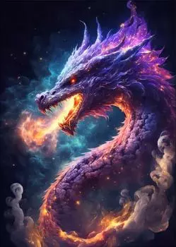 Абстрактный постер "Дракон" на холсте