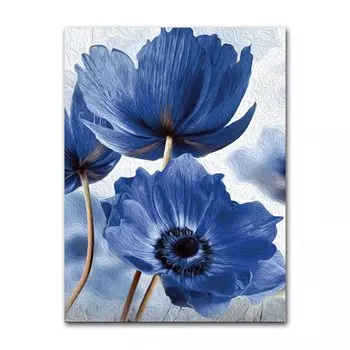 Абстрактный синий цветочный холст AliPaint