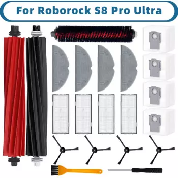 Набор аксессуаров, сменные детали для Roborock S8 Pro Ultra, основной боковой фильтр, Швабра, пылесборник, вращающаяся щетка