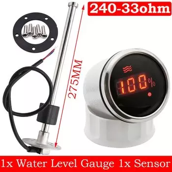 AD 240-33 Ом Датчик уровня воды + Датчик уровня воды с сигнализацией Красная подсветка Индикатор уровня резервуара для воды 12 В 24 В для лодки