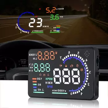 AD 5,5-дюймовый OBD2 HUD Автомобильный проекционный дисплей A8 HUD Цифровой спидометр Проектор скорости лобового стекла с сигнализацией температуры вращения в скоростях воды